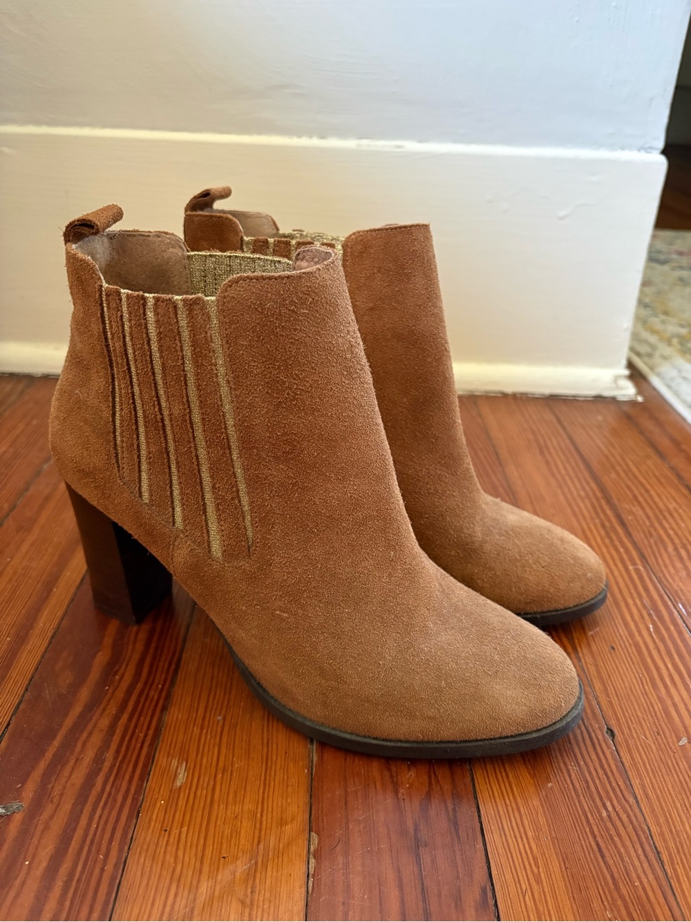 Women's Suede Ankle Booties - Cognac Tan